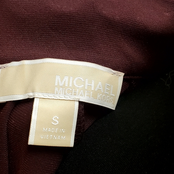 Michael Kors Burgundy Dress Gold Studs Collard Elephant Ears Sleeves Size S - Picture 12 of 13